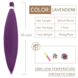 ShowJarlly Braids Extensions, Pre-Stretched Braiding Hair, 30 Inches, 1 Pack/Lot Braid Extensions, Synthetic Hair for Braiding, Professional Soft Synthetic Jumbo Braids Hair (76 cm, Lavender Purple#)