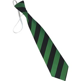 Great British Tie Club Child's Elastic Striped School Ties - Infant/Primary Size (Black & Green)