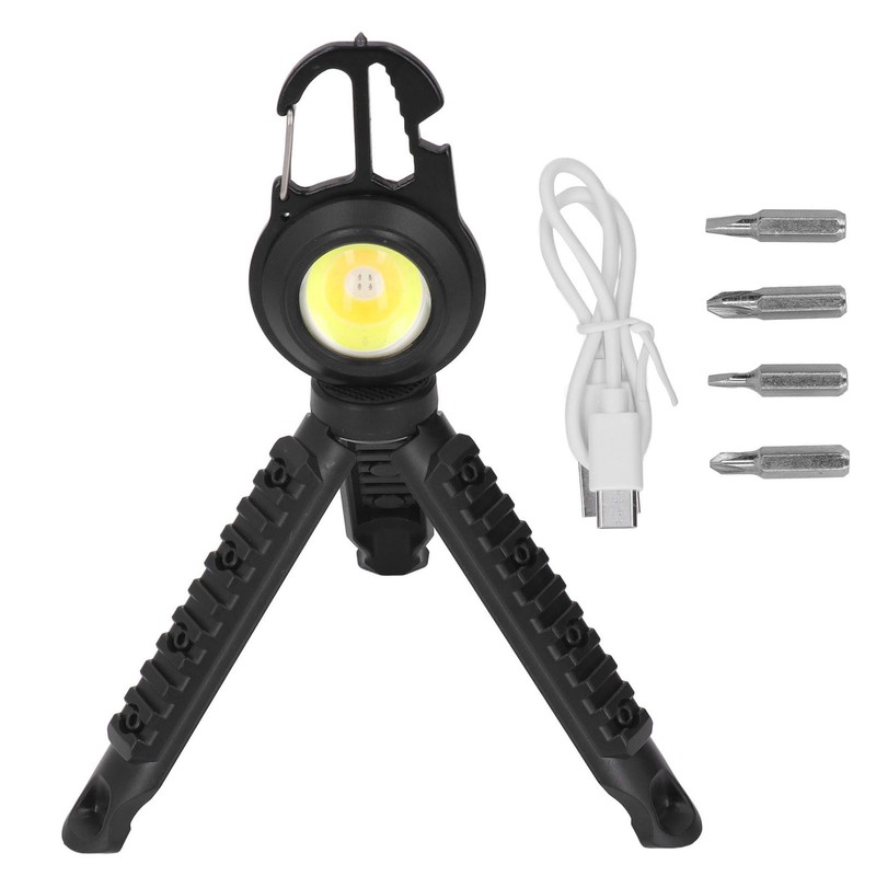 COB Small Flashlights 3 Light Modes Rechargeable Multifunctional Black Portable