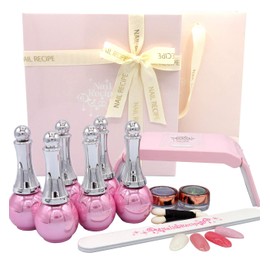 nailrecipe Nail Recipe, Gel Nail Kit, Home, Easy to Use, Self Gel Nail Set, Gel Nail Set (Present Set, Feminine Color)