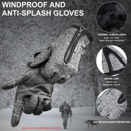 ActFun Winter Gloves, Anti Slip Touchscreen Windproof Cycling Gloves, Warm Gloves Cold Weather Cycling Gloves for Men Women Walking Riding Driving, Grey