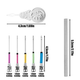 7pcs Punch Needle Kit, Punch Needle Embroidery Kit with 5 Sizes Punch Needle Threader Heads Sewing Art Needle Tools Punch Pen for Adult Beginners Embroidery Floss Cross Stitching Craft Supplies