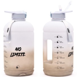 H2O Capsule INSPO Botella de agua de 1 galón con marcador de tiempo y pajita. Botella motivadora para el seguimiento de agua para la ingesta diaria. Jarra grande sin BPA de 120 onzas para entrenamiento. Botella de agua para embarazo (Rocky Shore)