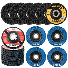 25 Pack Strip & Flap Disc Combo Set for Angle Grinder Includes 5 Strip Discs and 20 Flap Discs (40/60/80/120 Grit), 4.5 Inch Grinding Wheels for Rust Removal, Paint Stripping, Weld Finishing on Metal