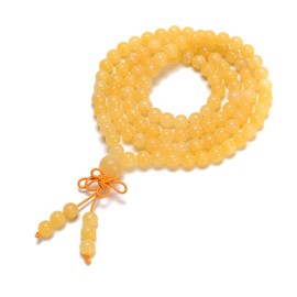 AD Beads Natural Gemstones Buddhist 108 Prayer Healing Beads Mala Stretchy Bracelet Necklace 6mm (Yellow Jade)