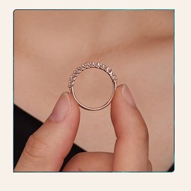PAHALA Rose Gold D Color VVS1 EX Moissanite Finger Eternity Weeding Party Engagement Ring (8)