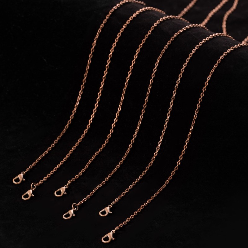 Lemonkey 24 Pack Necklace Chains Bulk,Red Copper Plated DIY Cable