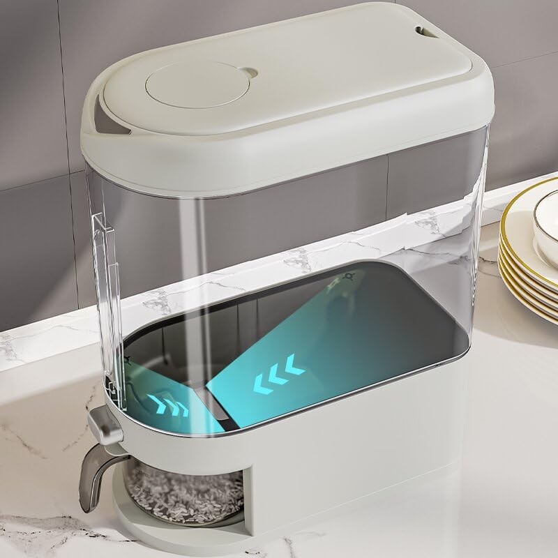 12 Lbs (7.3kg) Rice Container with Measuring Cup, Upgraded Built-in