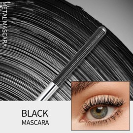 Erinde Black Washable Metal Mascara, Waterproof Iron Wand Mascara, Brushless Metal Wand Mascara, Super Voluming Lash Extensions Iron Rod Mascara, Long Lasting Smudge-Proof No Flaking Tint #01