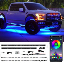 LED Underglow Kit - Multi Color, Waterproof, APP Control, Music Mode, Exterior Lights for Cars, SUVs, Trucks - DC 12V