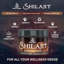 Cozy Tropics Pure Himalayan Shilajit Resin | High Potency Organic Supplement Gold Grade with 85+Trace Minerals, Fulvic & Humic Acid | Energy & Immune Support for Men & Women | 30-Gram (2-Month Supply)