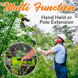 Serenelife Cordless Pruning Shears & Branch Cutter | Electric Pruner with Telescopic Handle for 6 feet of Reach | Rechargeable Battery & .98 inch Cutting Diameter | Ideal for Bushes & Branches