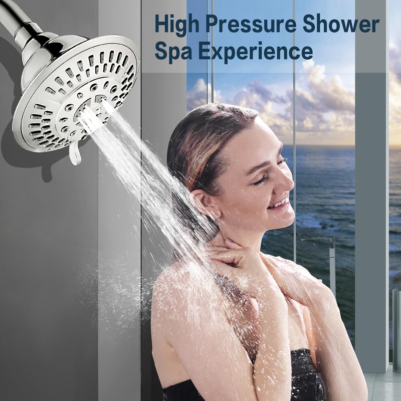 BRIGHT SHOWERS Shower Head High Pressure Rain Showerhead 5 Spray