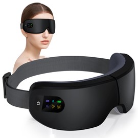 ZZR SEVEN Eye Massager with Heat, Heated Eye Mask with Bluetooth Music, Massages Eye Muscles, Eye Care Gift with Multi Massage Modes and 180° Folding Design, Gifts for Friend, Mom and Dad. Black
