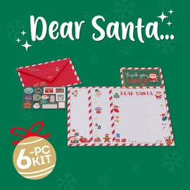 Legami - Kit for Letter to Santa Claus, Unisex Letter Set, Contains Envelope, Letters to Fill in, Postcard, Sticker Sheet, Glitter-Foil Details, FSC Certified Paper