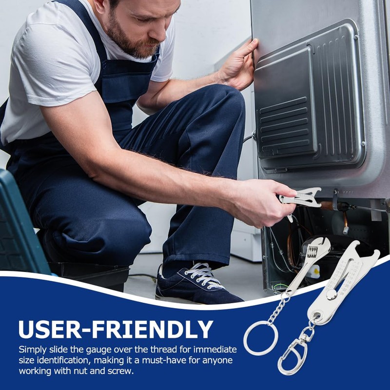 Pilarmuture Portable Precise Thread Size Checker Keychain,Precise Bolt Size Finder