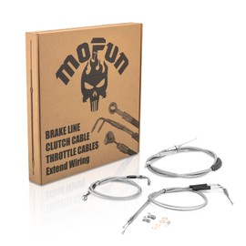 Mofun Clutch Cable & Front Brake Line Non-ABS & Throttle and Idle Cable Kit Compatible with Harley Sportster XL883/L/N XL1200C/L/N 2004-2013, Fit 16"-18" Handlebar, Chrome