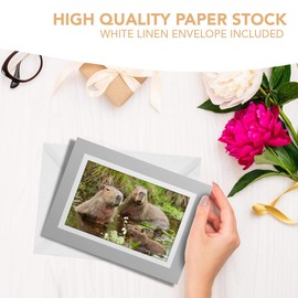 Greeting Cards Gray (Insert) - Capybara Swimming Family Blank Greetings Card Birthday Kids Party Boys Girls #21314