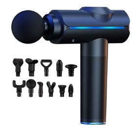 Pistola De Masaje Muscular, Pistola Masajeadora con 11 Cabezales y 20 Velocidades Ajustables,Masajeadores Elctrico de Mano con Pantalla Lcd...        