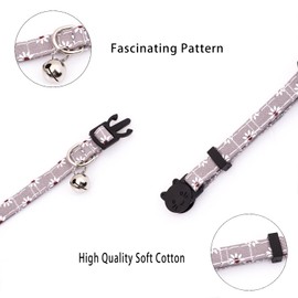 Paquete de 4 collares de algodón para gatos con campana, juego de collares ajustables de seguridad, ideal para niñas, gatos, niños y gatos