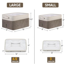 BALEINE 1 Pack Fabric Storage Bins for Shelves, Linen Storage Baskets for Organizing, Decorative Closet Bins for Clothes, Home (Brown, 15''x11''x9.5'')