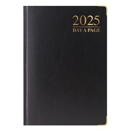 1ABOVE 2025 Premium Quality A6 Day to Page Diary | Hardback Gilt Edges Metal Corners | 60gsm-Paper - for Home and Office Use (BLACK)