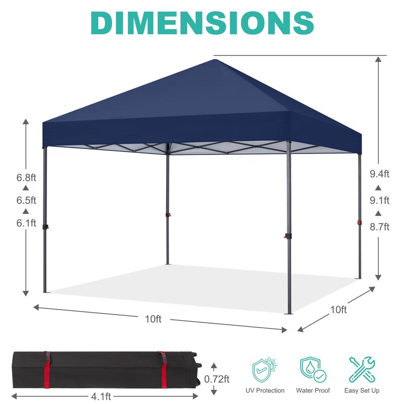 10x10 Pop Up Canopy - Beach Tent with One Push
