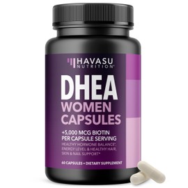DHEA Supplement for Women with Biotin 5000mcg - DHEA 50mg and Biotin Supplement for Hormone Balance and Hair, Skin, Nail Support - 60 Count - Vegan, Non-GMO, Gluten-Free - 2 Month Supply