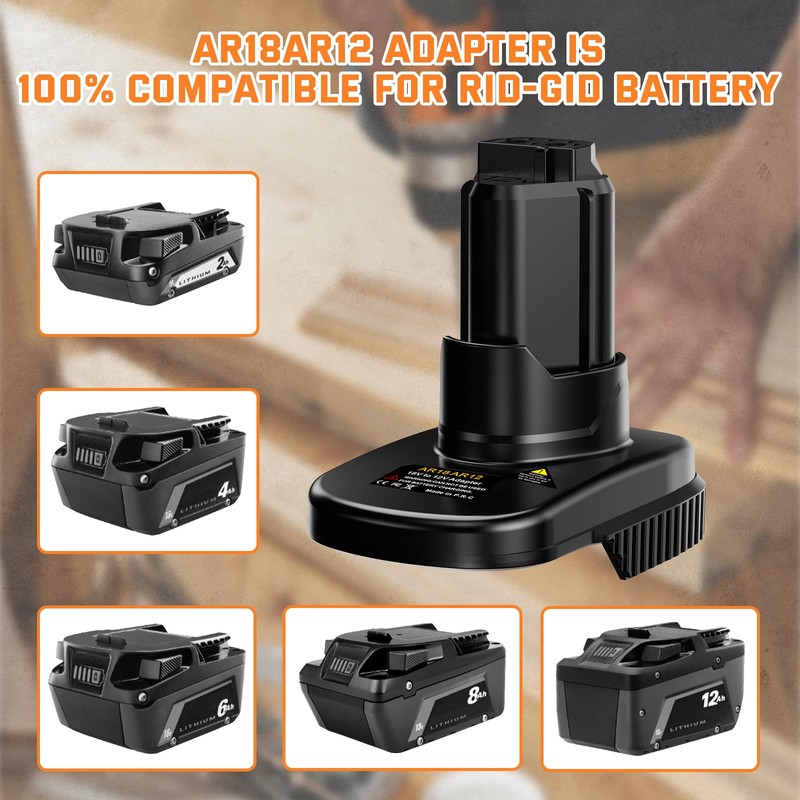 NUOGEDZ for Ridgid 18v to 12v Battery Adapter, for Rid