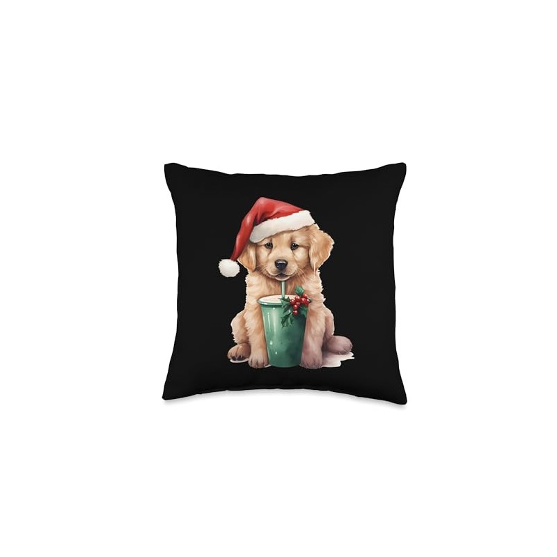 Dog Golden Retriever Christmas Throw Pillow