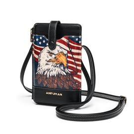 TAOSITUE Leather Small Crossbody Bags for Women Designer Cell Phone Bag Wallet Purses Adjustable Strap, Eagle, S, Casual