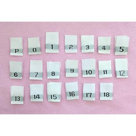 Clothing Woven Sewing Folded Label Size Tags White, Size P 0 1 2 3 4 5 6 7 8 9 10 11 12 13 14 15 16 17 18-100pc Packs (P)