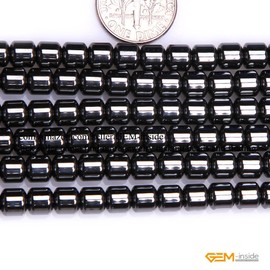 GEM-inside Hematite Without Magnetic Cylindrical Smooth Agate Beads 6x6mm For Jewelry Making In 15 Inches by GEM-inside