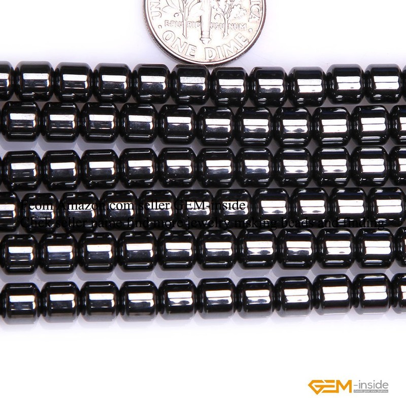 GEM-inside Hematite Without Magnetic Cylindrical Smooth Agate Beads 6x6mm For