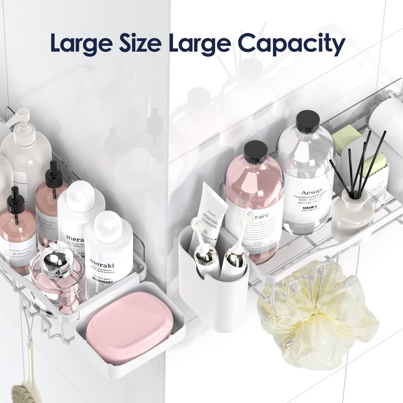 NESOMI Shower Caddy Adhesive Shower Organizer 7-Pack, Rustproof Stainless Steel