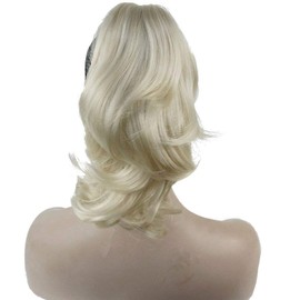 Lydell 12" Dual Use Straight Curly Styled Clip In Claw Ponytail Hair Extension Synthetic Hairpiece 125g with a jaw/claw clip (613A Light Blonde)