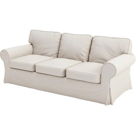 Polyester Flax Sofa Covers Custom Made Compatible for IKEA Ektorp 3 Seat Sofa Slipcovers (Polyester Beige, Ektorp Sofa)