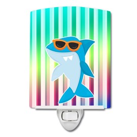 Caroline's Treasures BB6944CNL Cool Kat Shark Ceramic Night Light, 6x4x3, Multicolor