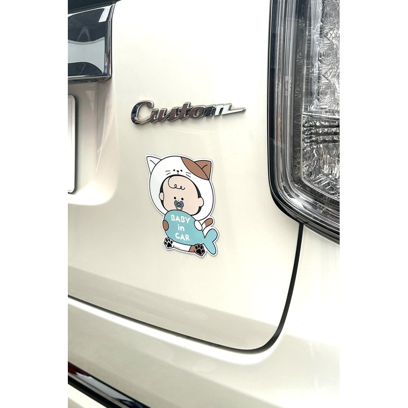 Puppy POP Baby in Car Magnet Sticker Baby Onboard Cat