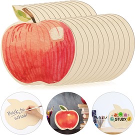 Anglechic 12 Pack 12 Inch Apple Wooden Cutouts DIY Unfinished Wood Apple Slices for Crafts Back to School Birthday Party Decor