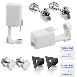 Ear Piercing Kit,Self Ear Piercing Gun Tools at Home,Stainless Steel Piercing Earrings Jewelry Stud Earrings for Men Women (216#-White)