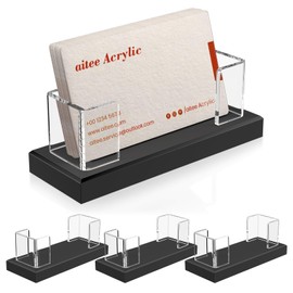 AITEE Business Card Holder for Desk: Pack of 4 Clear Acrylic Business Card Stand, Business Card Stand Holds 60-80 Business Cards for Trade Show Booth Department Store Counter Office