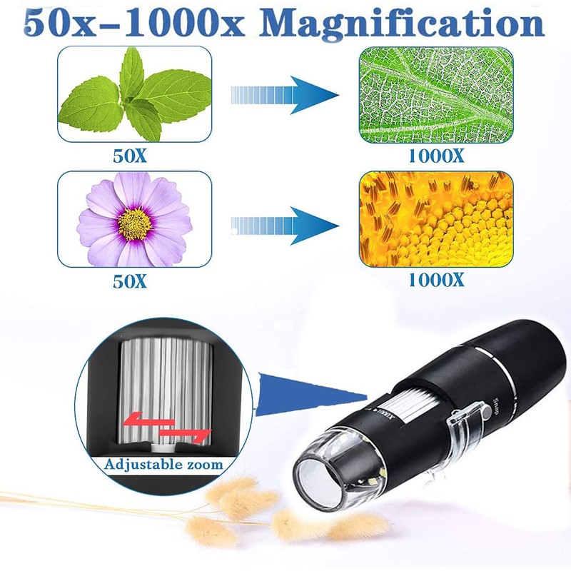 USB Digital Microscope - XRR Handheld 50-1000x WiFi Microscope, Magnification