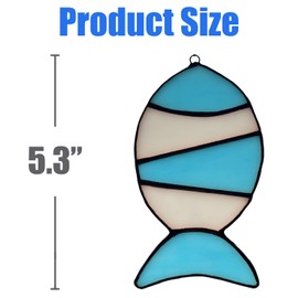 Clownfish Suncatcher Set Stained Glass for Window Hangings, Handcrafted Clownfish Sun Catcher Stained Glass Panel for Coastal Beach House Window Wall Art Decoration, Blue Orange