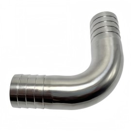 Closmos 304 Stainless Steel 90 Degree Elbow Hose Barb Fitting, 1-3/4" x 1-3/4", Silver, 1pc with 2pcs Hose Clamps