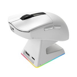 TECWARE EX1 Lightweight Gaming Mouse | 26K DPI Wireless Mouse with OLED Display | 59g Ultra-Light Design | RGB Charging Dock | Tri-Mode Connectivity 2.4GHz/Bluetooth/Wired with Grip Tape | White
