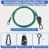 TooTaci 15ft Outdoor Clothesline Kit, 3/16" Green PVC Coated Wire