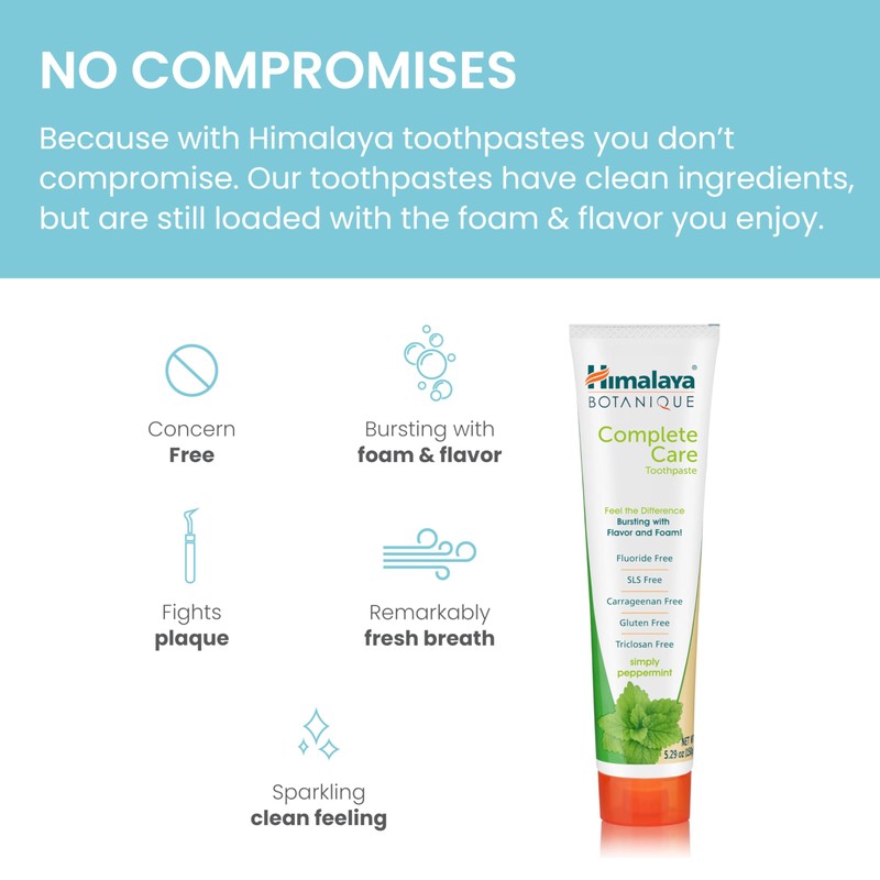 Himalaya Botanique Complete Care Toothpaste, Herbal, Peppermint Flavor, Fights Plaque,