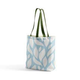 Questo Casa Printed Shopping Bag with Green Handles, Reusable Shopping Bag, Machine Washable, Foldable, Canvas Bag, Size: 34 x 40 cm