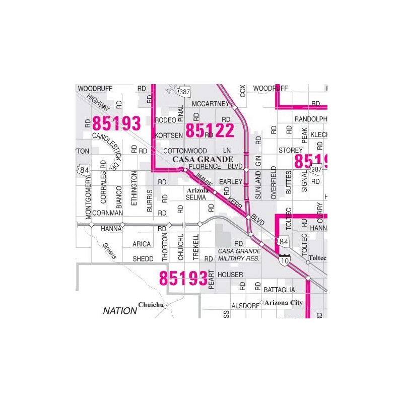 Arizona 5-Digit ZIP Code Map Full-Size Dry Erase Ready-to-Hang Wall